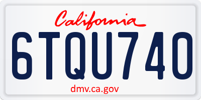 CA license plate 6TQU740