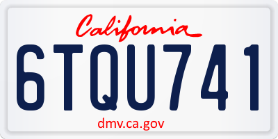 CA license plate 6TQU741