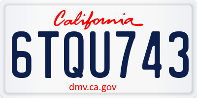 CA license plate 6TQU743
