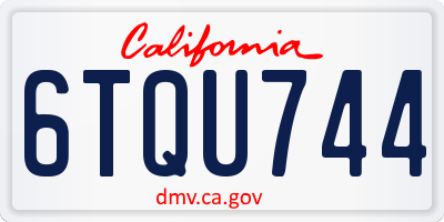 CA license plate 6TQU744