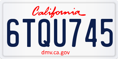 CA license plate 6TQU745