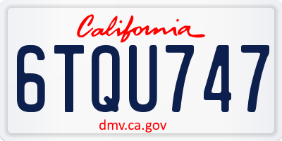 CA license plate 6TQU747
