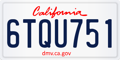 CA license plate 6TQU751