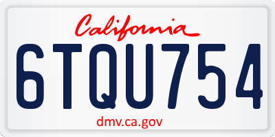 CA license plate 6TQU754