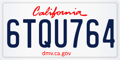 CA license plate 6TQU764