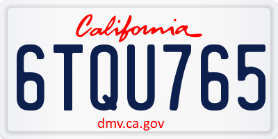 CA license plate 6TQU765