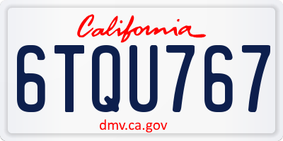 CA license plate 6TQU767