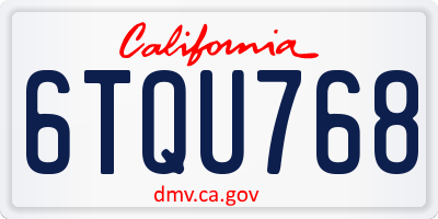 CA license plate 6TQU768
