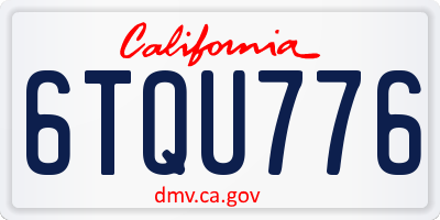 CA license plate 6TQU776