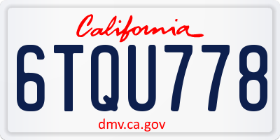 CA license plate 6TQU778