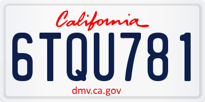 CA license plate 6TQU781