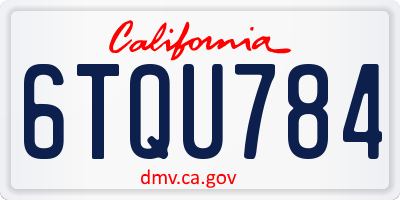 CA license plate 6TQU784