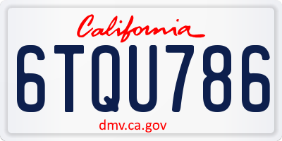 CA license plate 6TQU786
