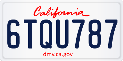CA license plate 6TQU787