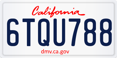 CA license plate 6TQU788