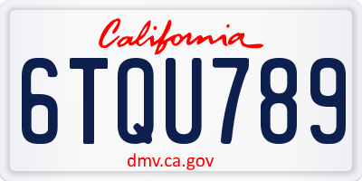 CA license plate 6TQU789