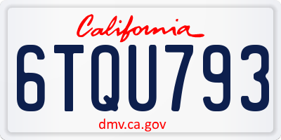 CA license plate 6TQU793
