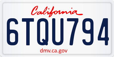 CA license plate 6TQU794