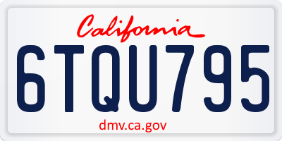 CA license plate 6TQU795