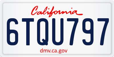 CA license plate 6TQU797