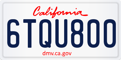 CA license plate 6TQU800