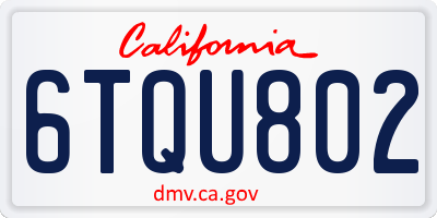 CA license plate 6TQU802