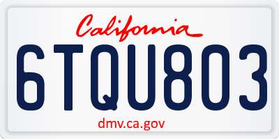 CA license plate 6TQU803