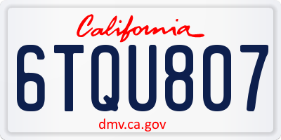 CA license plate 6TQU807