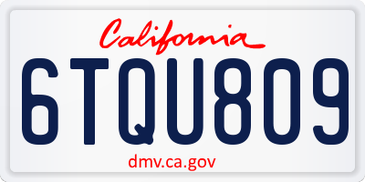 CA license plate 6TQU809