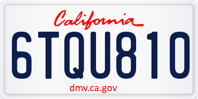 CA license plate 6TQU810