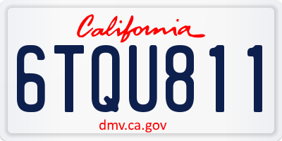 CA license plate 6TQU811