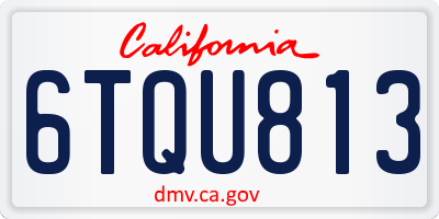 CA license plate 6TQU813