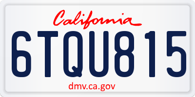 CA license plate 6TQU815