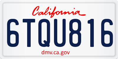 CA license plate 6TQU816