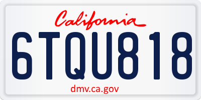 CA license plate 6TQU818