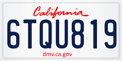 CA license plate 6TQU819