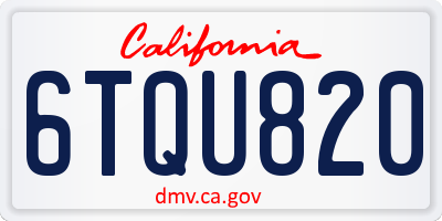 CA license plate 6TQU820