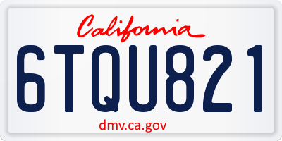 CA license plate 6TQU821