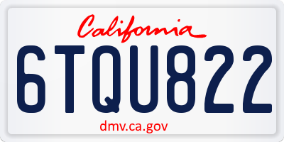 CA license plate 6TQU822