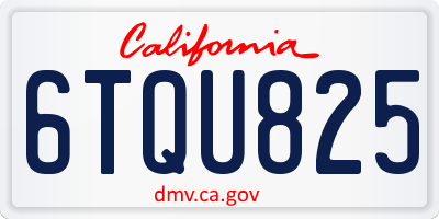 CA license plate 6TQU825