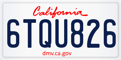 CA license plate 6TQU826