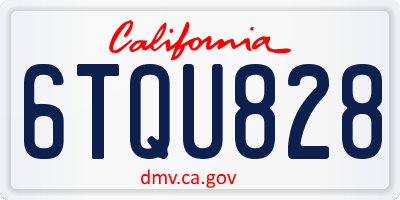 CA license plate 6TQU828