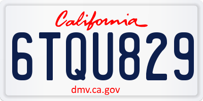 CA license plate 6TQU829