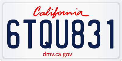 CA license plate 6TQU831