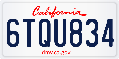 CA license plate 6TQU834
