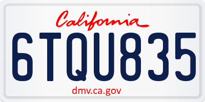 CA license plate 6TQU835