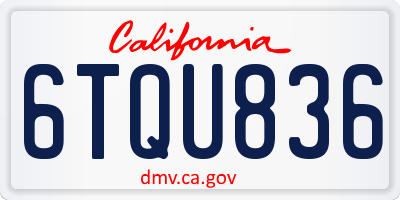 CA license plate 6TQU836