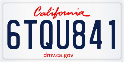 CA license plate 6TQU841
