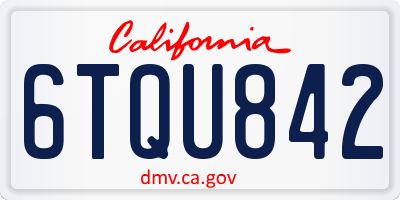 CA license plate 6TQU842
