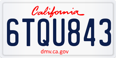 CA license plate 6TQU843